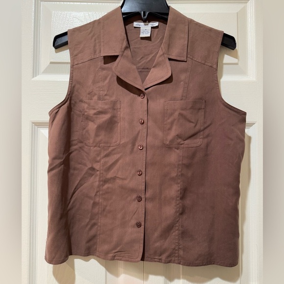 Anna and Frank Silk brown sleeveless Blouse. Size M. VGUC - Picture 1 of 6